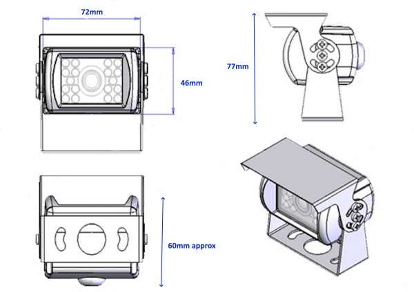 Narrow angle CCD bracket camera